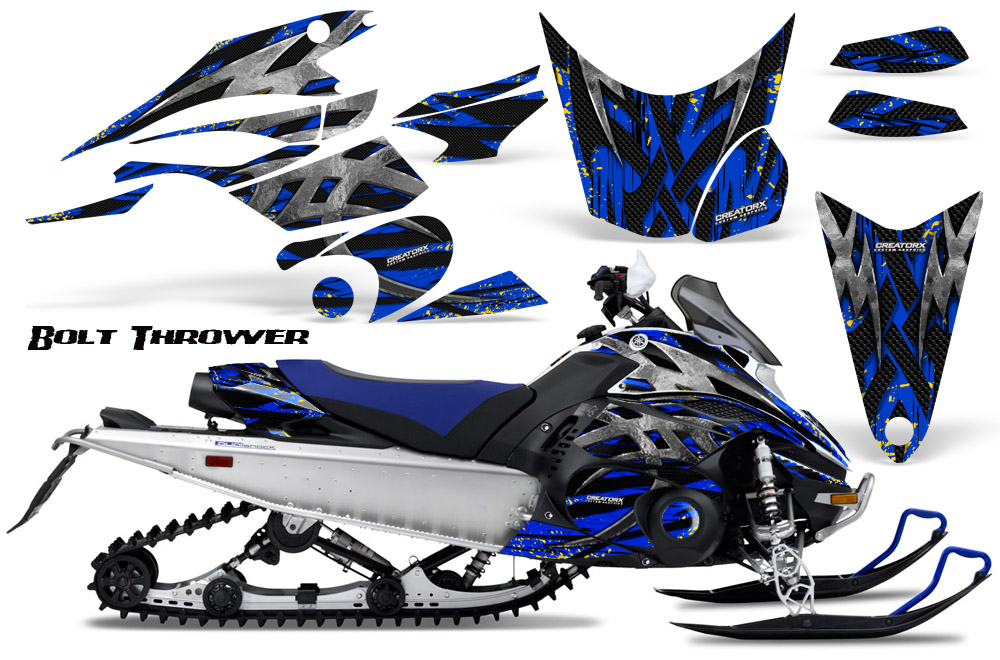 Yamaha FX Nytro 2010 Graphics Kit Bolt Thrower Blue Yellow Spatter